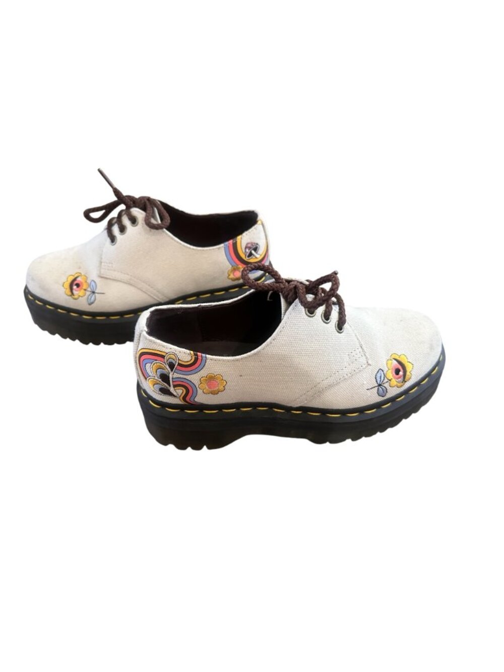 Dr Martens 1461 Quad Retro Ray Canvas Platform Oxford Shoes Womens 8 Embroidery - Picture 3 of 16